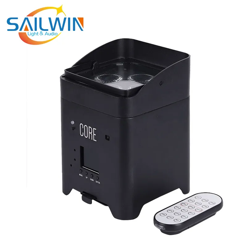 Sailwin Stage LED UPlight 4 * 18W 6in1 RGBAW + UV Lithium Bateria Powered Wi-Fi Sem Fio LED sem fio par Luz para a festa de evento