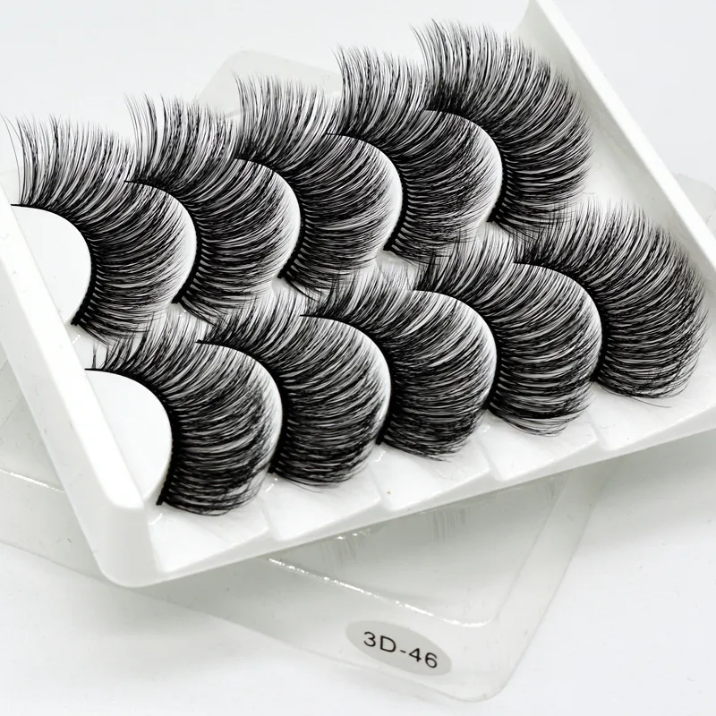 5Pairs 3D Mink Hair False Eyelashes Natural/Thick Long Eye Lashes Wispy Makeup Beauty Extension Tools