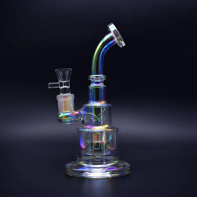 9 inch cake design glass bong Metallic color tinted glass water pipe dab rigs new gift recycler for sale