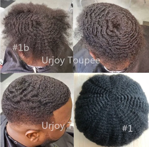 6mm Afro-Wellenhaar-Vollspitze-Toupee für indische jungfrau Menschenhaar-Ersatz kinky Curl Männer Perücken schnell Express Lieferung