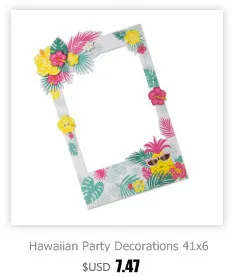 Hawaiian Party Decorations 15 unids / set Con Flamingo Garlands Palm Leaves Cake Topper Para Playa Verano Tropical Suministros para fiestas