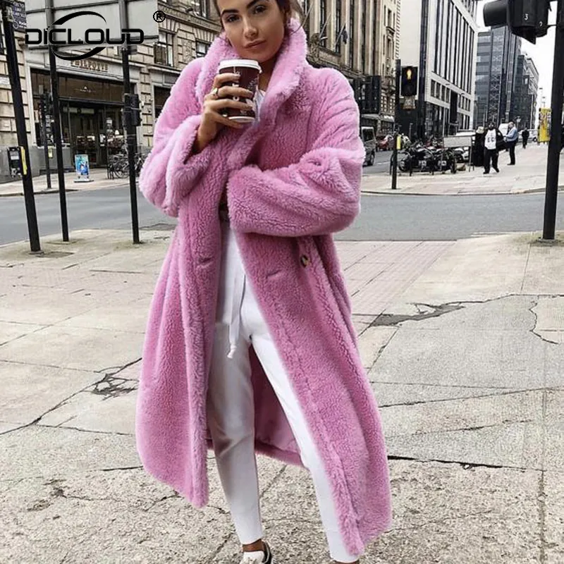 Long ours en peluche veste manteau femmes hiver épais chaud surdimensionné pardessus femmes Faux laine d'agneau manteaux de fourrure gros vêtements d'extérieur