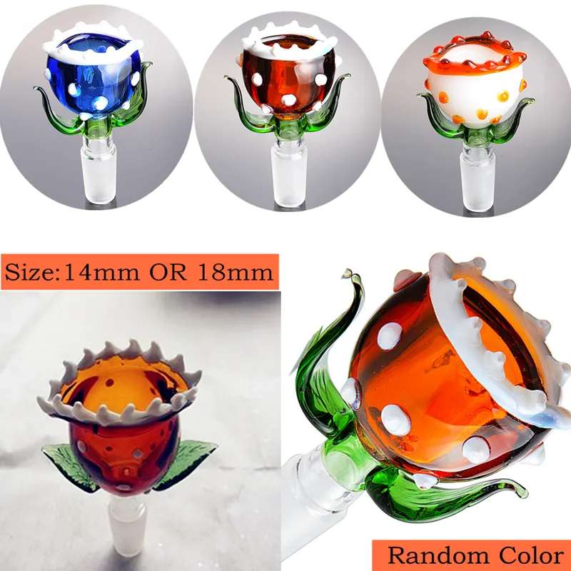 New Piranha Plant Glass Bowl Thick Pyrex Glass Bowls With 14mm 18mm Colorful Herb Glass Water