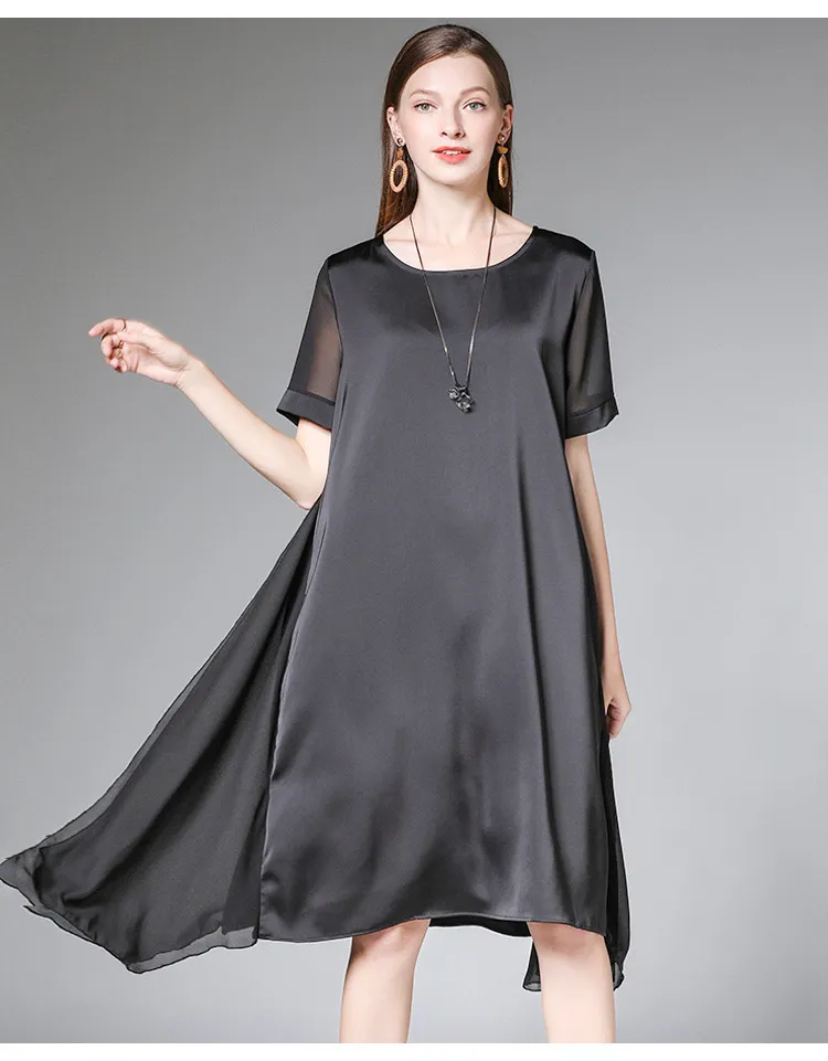 Vestidos Sueltos Para Mujeres Gordas Y La Moda 2019, Bonitas Faldas Gasa, De Manga Corta Con Cuello Redondo, Primavera Y Verano De 25,65 € | DHgate