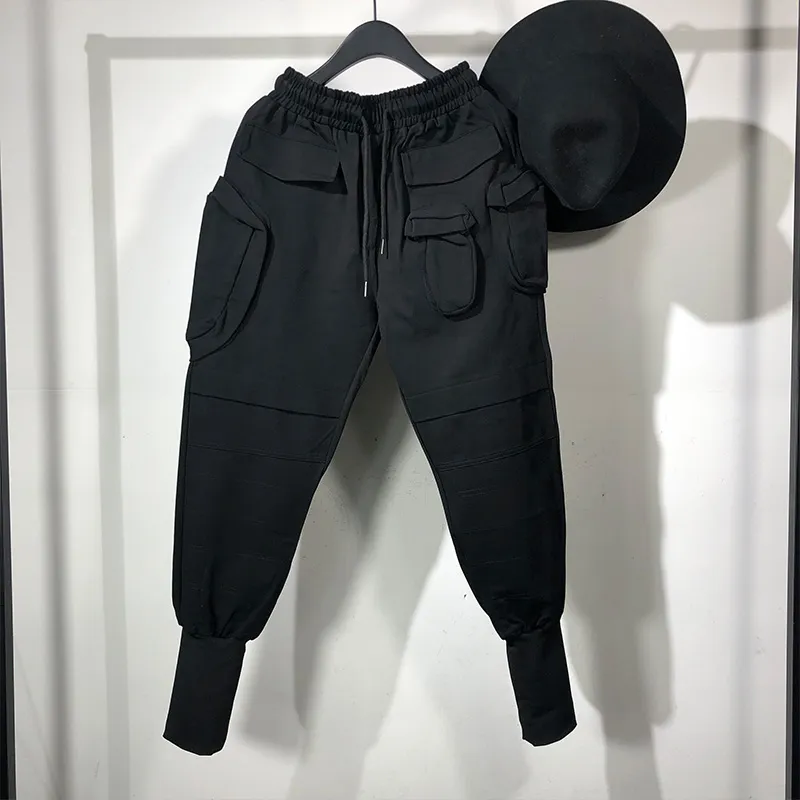 Owen Seak Erkekler Sıradan Harem Pantolon High Street Giyim Hip Hop Kargo Ayak Bileği Uzunluk Pantolon Erkek Giyim Eşekleri Bahar Siyah