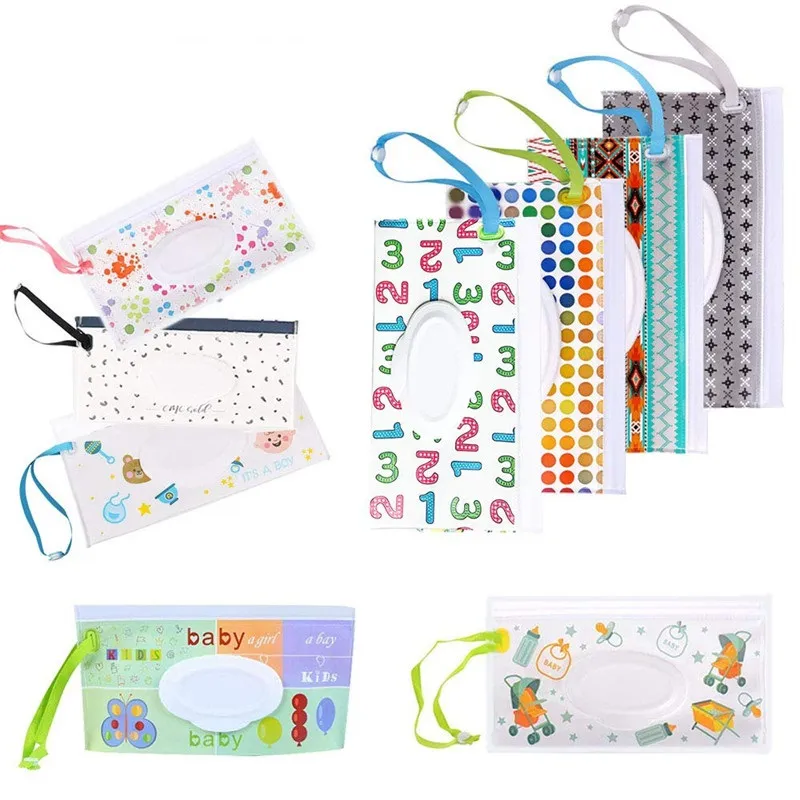 Boîte de lingettes humides pour soins de bébé étui à mouchoirs humides écologique conteneur de lingettes de nettoyage Portable EVA sac de lingettes humides envoi mixte