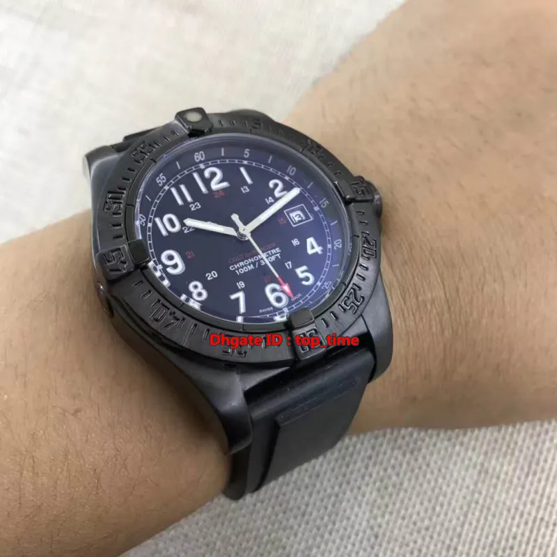 고품질 시계 콜트 Skyracer 블랙 PVD 45MM 자동 남성 시계 블랙 다이얼 고무 스트랩 Gents 시계