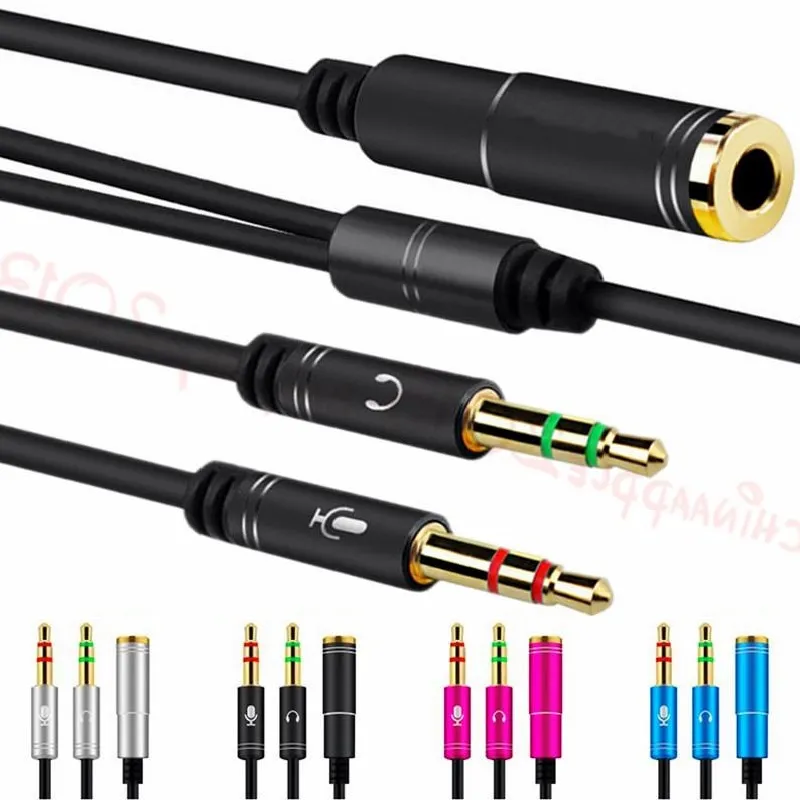 Audio Splitters Hoofdtelefoon 3.5mm Vrouw aan Male Y-splitter Kabelhoofdtelefoon PC-adapter