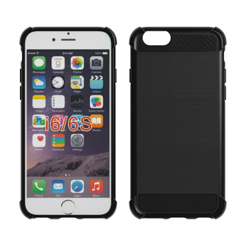 Funda protectora de silicona TPU suave con textura de fibra de carbono a prueba de golpes para iPhone 6 6S iPhone 7 7 PLUS 8 iPhone 8 PLUS