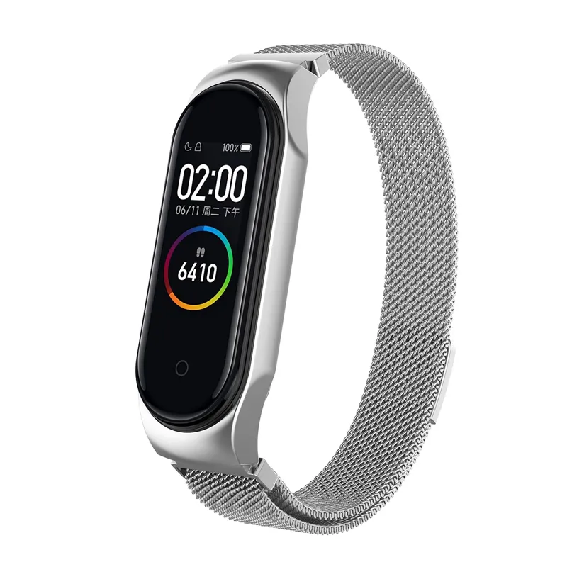 Para Xiaomi Mi Band 8 Correa de reloj de metal con hebilla milanesa (Plata)