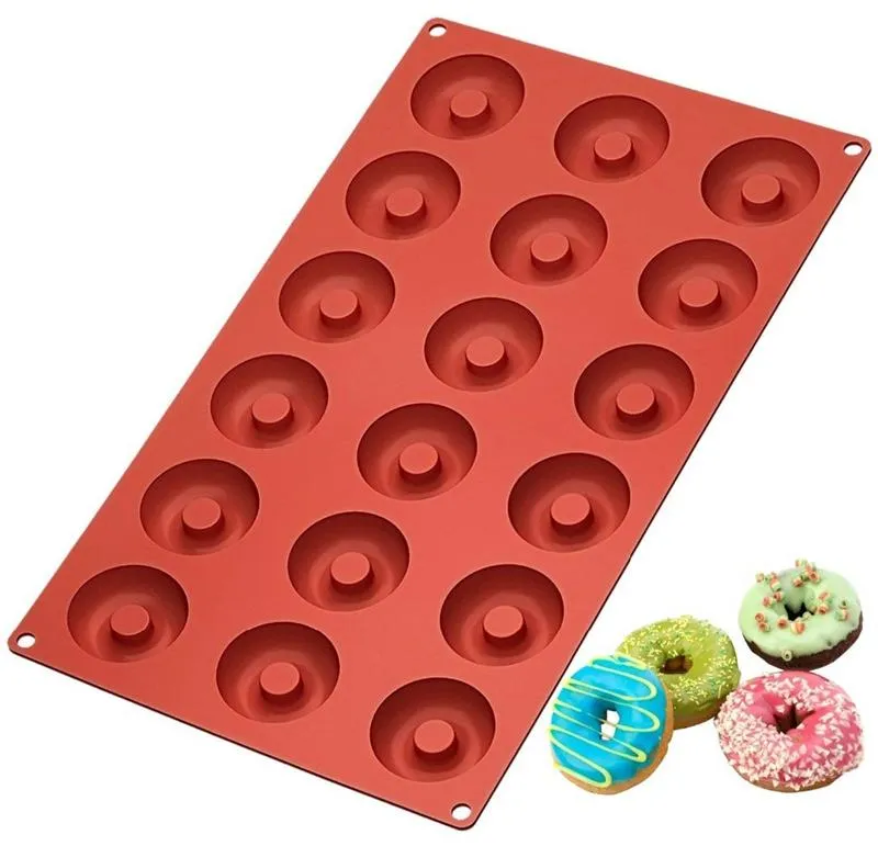 Donut mögel Chokladformar Non-Stick Silikon Donut Maker Säkerhet Bakmögel För Små Donuts Cookies Bakning Verktyg HHA677