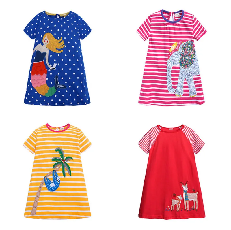 13 Styles Girl Summer Dress Kids Stripes Giraffa Flamingo Animali Abito stampato Cotone Abiti casual per bambini INS Abbigliamento per bambini Z11