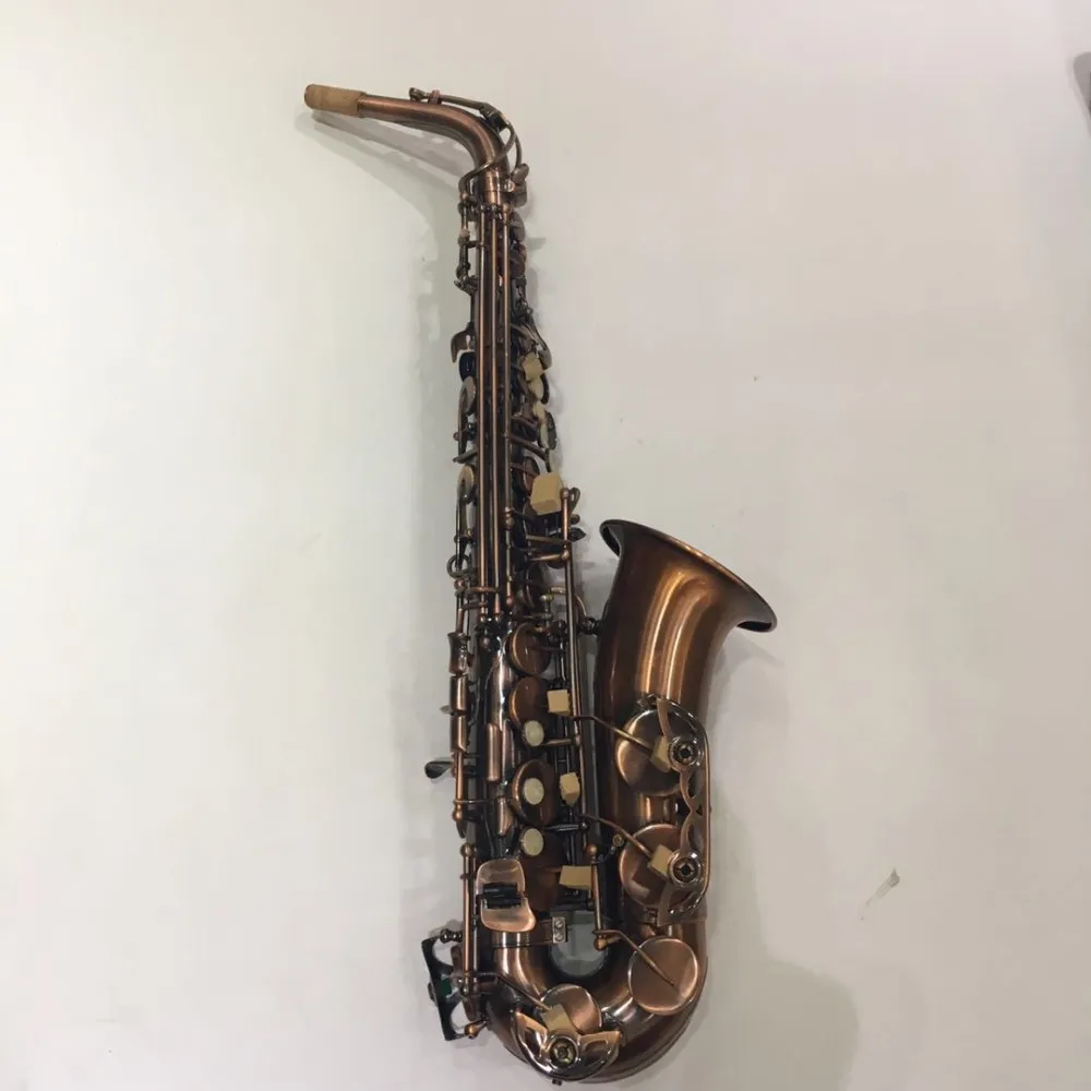 Nouvelle Arrivée Sans Marque Alto Eb Tune Saxophone Antique Cuivre Perle Bouton Sax E Plat Concert Étudiants Instruments Avec Embouchure Cas