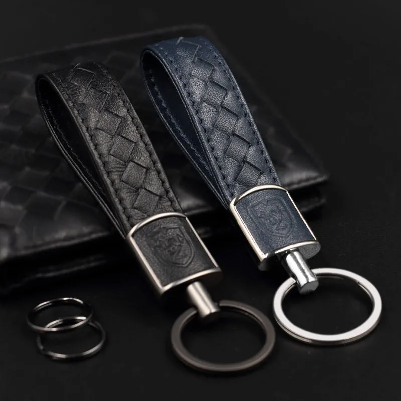 Porte-clés En Cuir Tressé - Lot De 2 (noir Et Rouge) - Alliage Zinc - Longueur 12.3 Cm - Pour Clés Voiture, Maison, Moto - 8