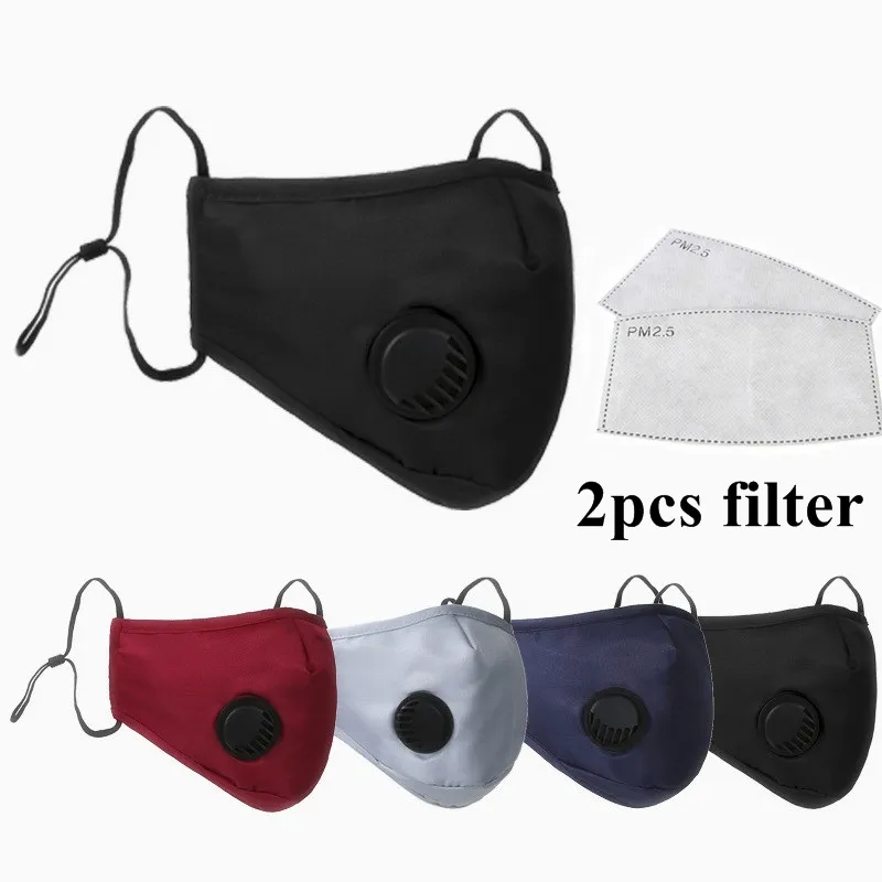 Återanvändbar design ansikte masker tyg skyddsmask för anti-damm rök, utomhus, inomhus justerbart återanvändbart maskskydd med 2 filterplatta