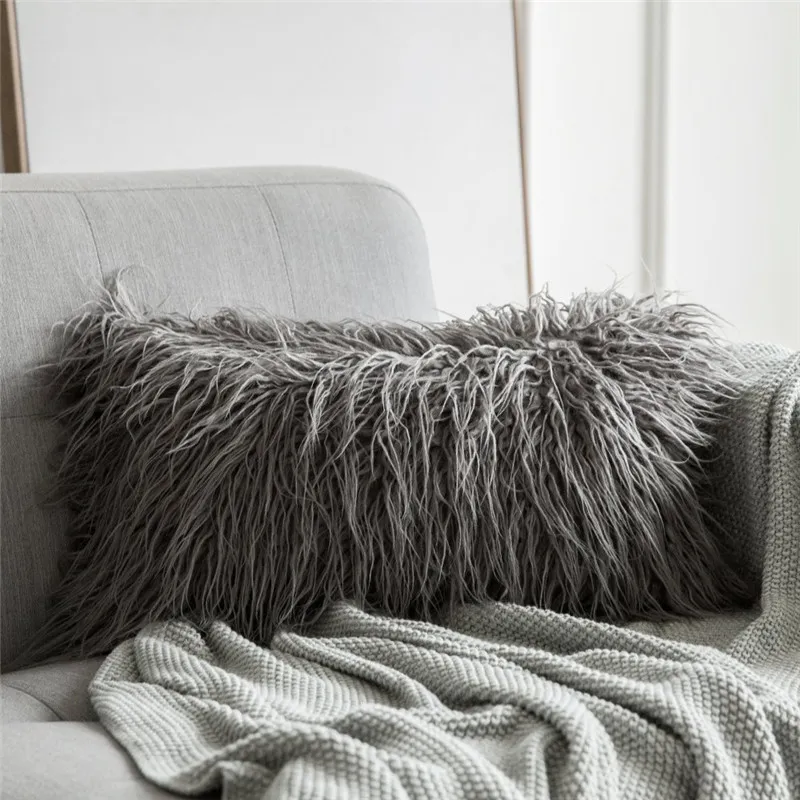 Подушка для подушки декоративные длинные волосы подушка плюшевые чехол новой серии стиль искусственного меха бросают подушку спальня диван декор 30 х 50см