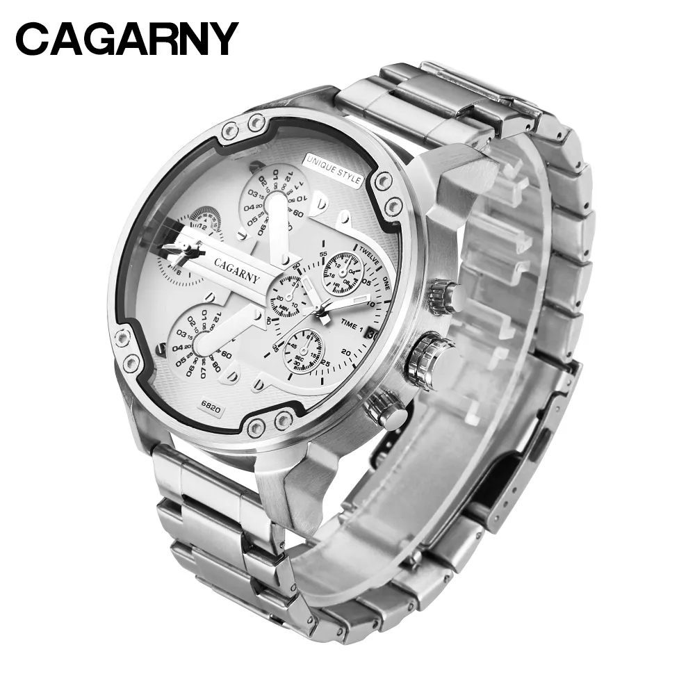 cagarny mens watches quartz watch men dual time zones big case dz military style 7331 7333 7313 7314 7311 steel band watches free shipping (8)