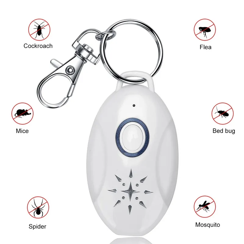 Ultrasonic Mosquito Repelente Keychain Móvel Portátil Pest Repeller Ao Ar Livre Pragas Rejeitar Pulga e Tick Prevenção para Cães Gatos Animais de Estimação