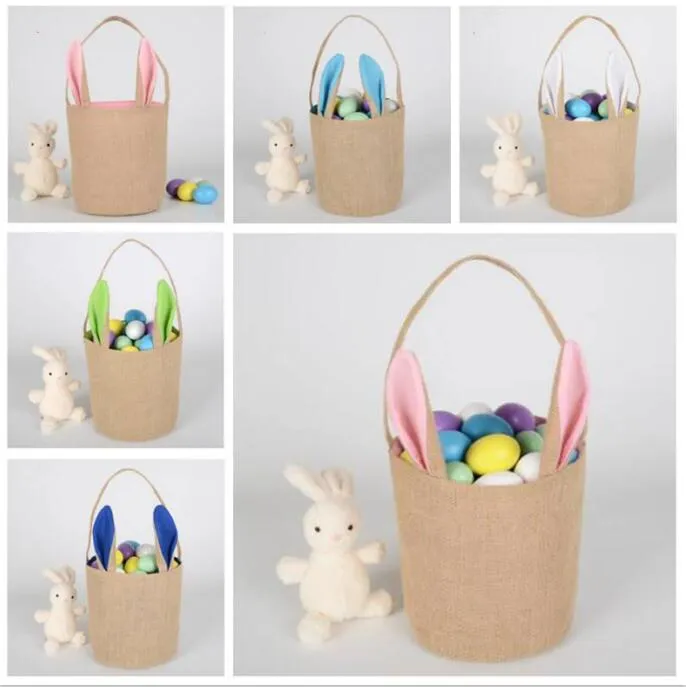 DHgate.com:Easter Bunny Basket Jute Rabbit Ear Bucket - Canvas Easter ...