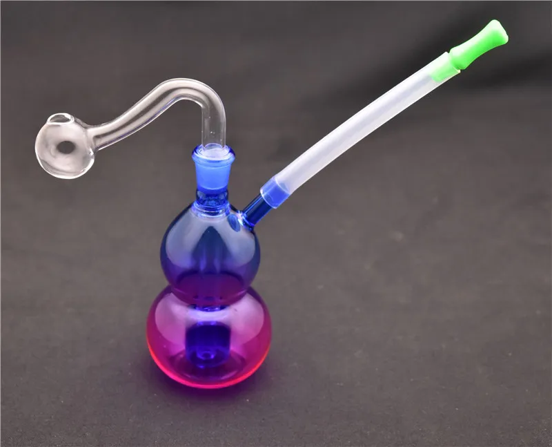 2 stks Kalebas vorm Glas Olie Brander Water Bong pyrex glas olie brander pijpen regenboog hand Waskolf water Bong MiNi Olie Dab Rigs Roken Waterpijpen