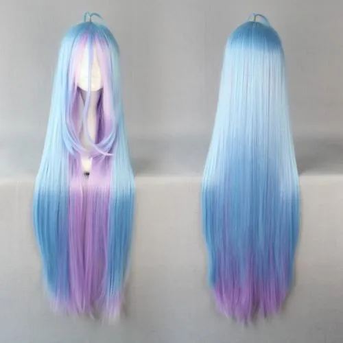 Multi-color Long no game no life Shiro Anime Cos Costume Wig wigs free hairnet