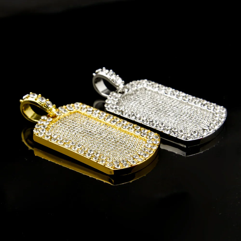 Хмель iced hip out gold silver bling dog tag army card card cheam cheam gant change full Diamond Rapper парни кубинские сети подарки для мужчин и женщин