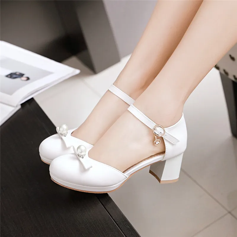 Lovely Pink Beige Black White 5.5cm Tacones Flor Zapatos Para