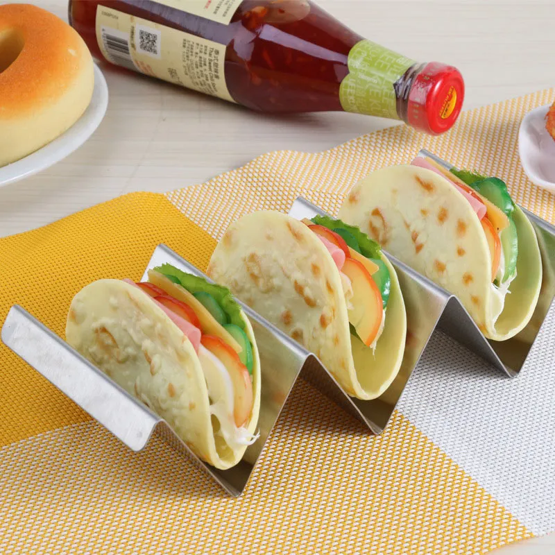Lot De 2 Supports à Tacos En Acier Inoxydable - Porte Tacos Avec Poignées Pour Hot-Dogs, Burritos Et Sandwichs