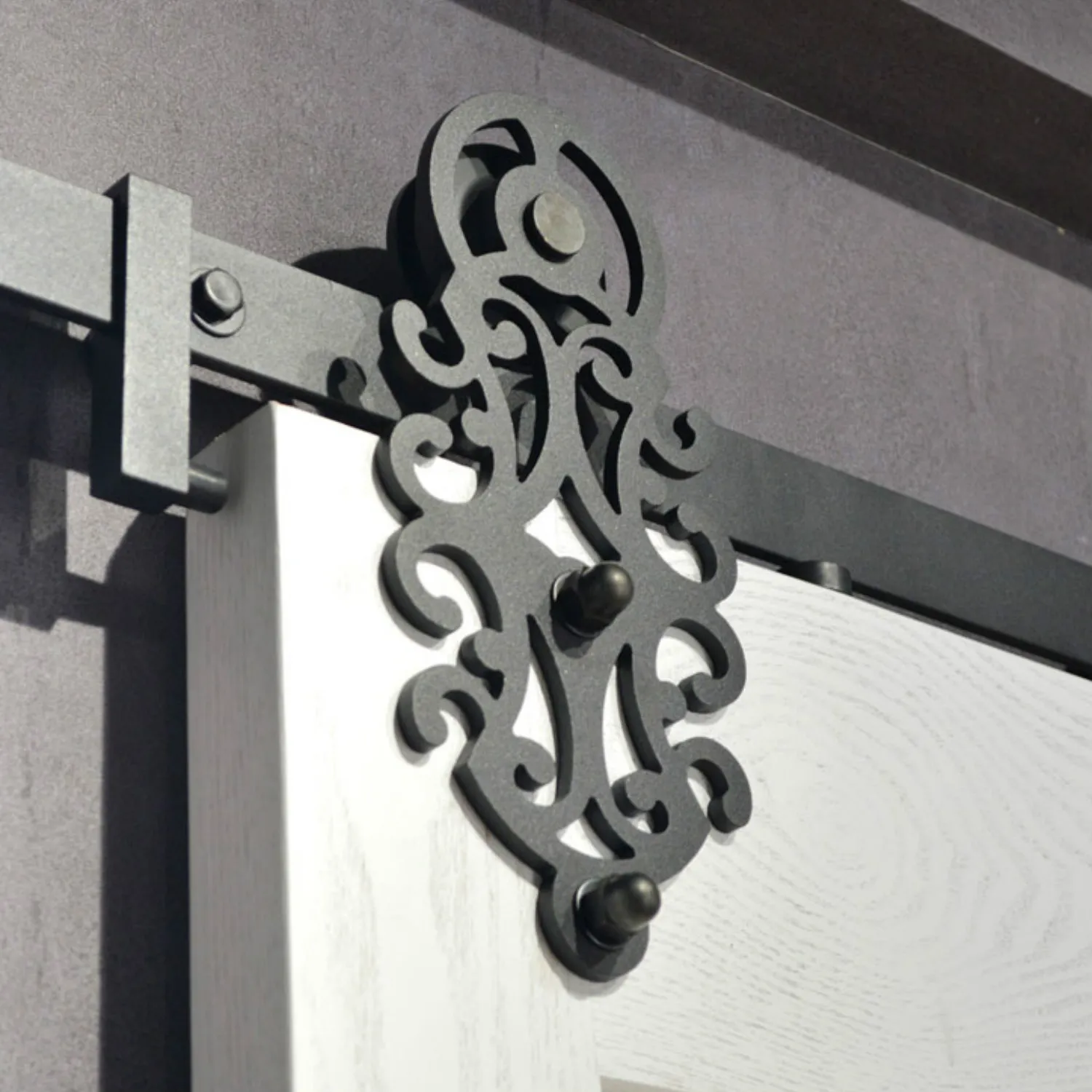 Royal Pattern Black Steel Sliding Barn Door Arder