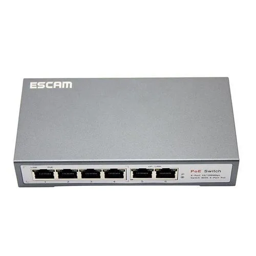 ESCAM 4+2 Channel Fast Ethernet POE Switch for Network IP Cameras