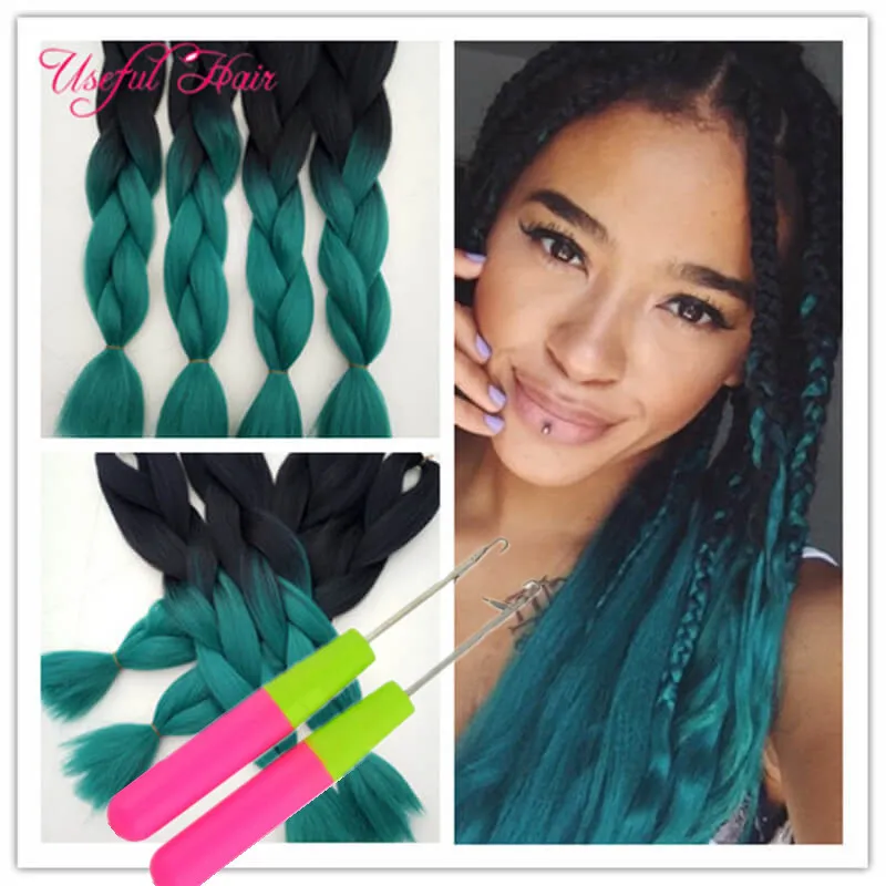 Green Braiding Hair Jumbo Braids Hair Extensions Colored Braid Hair  Synthetic Braid Hair Light Blue Braiding Hair for Braiding (24 Inch  1Pc/Lot, Solid Green)