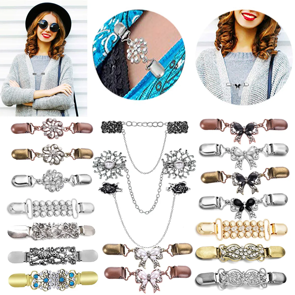 DOITOOL 4pezzi Clip Per Cardigan Fermaglio Per Colletto - 9