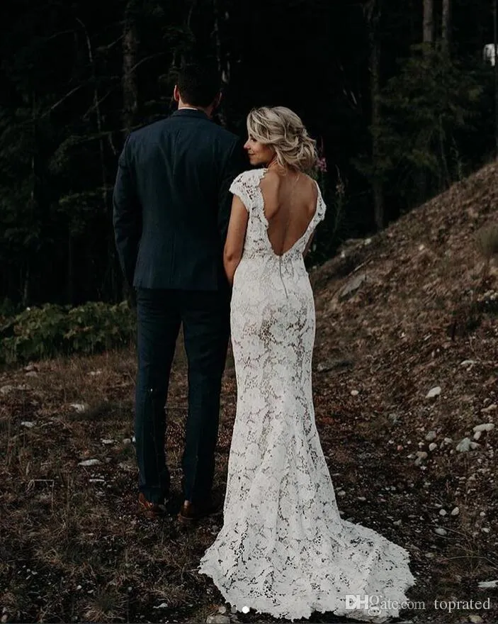 White lace simple wedding dress clearance