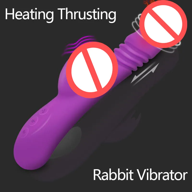 Erotisk uppvärmning av kaninvibrator Vattentät roterande Dildo Vibrator G Spot Clitoris Stimulator Vuxen Sexleksaker för Kvinna Kvinnor