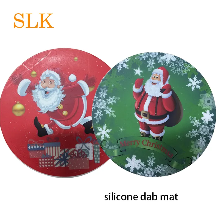 Motif de Noël Silicone Wax dab tapis forme ronde tampons en silicone antiadhésifs tapis pour outil dabber herbe sèche dab tapis vaporisateur approuvé par la FDA DHL