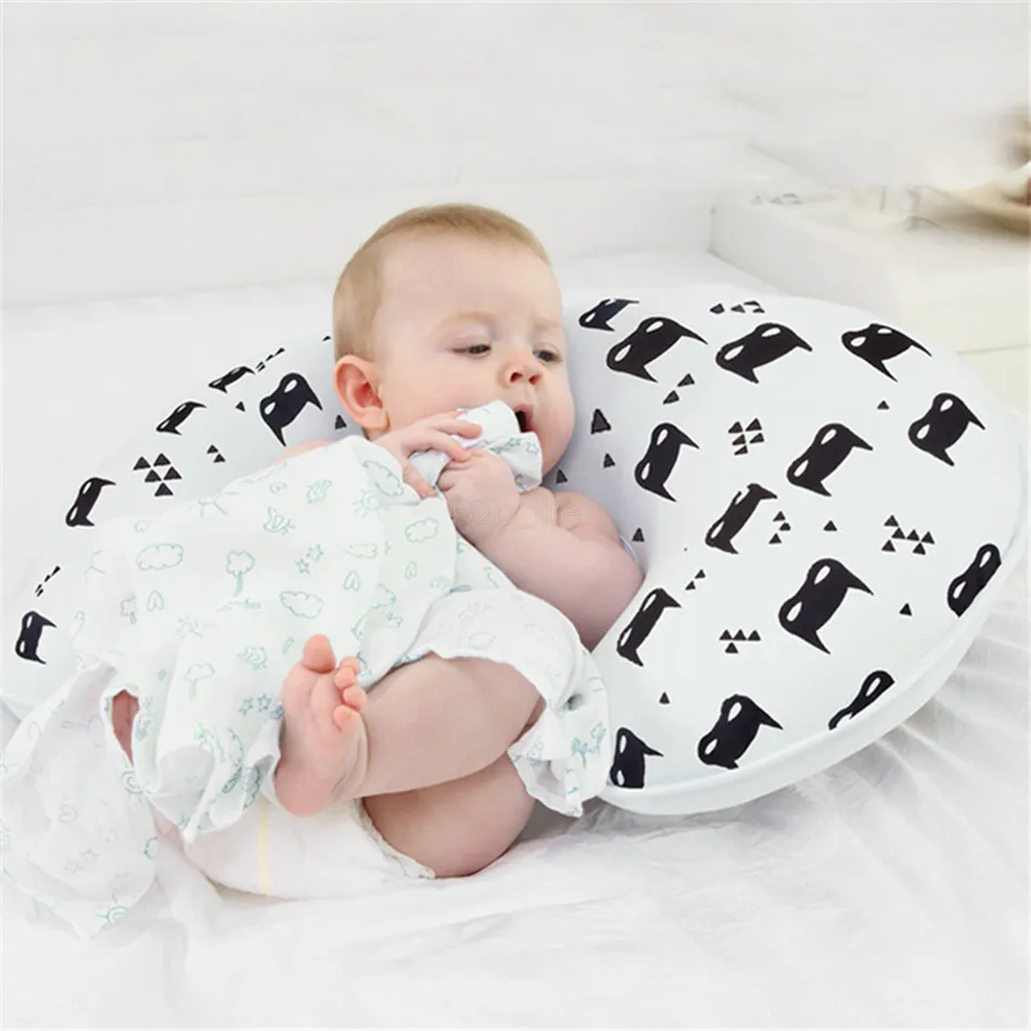 Baby print Nursing Pillows Maternity U Shaped Breastfeeding Pillow Cartoon Crown Bear Swan Infant Cuddle Feeding Waist Cusion LJJA2273
