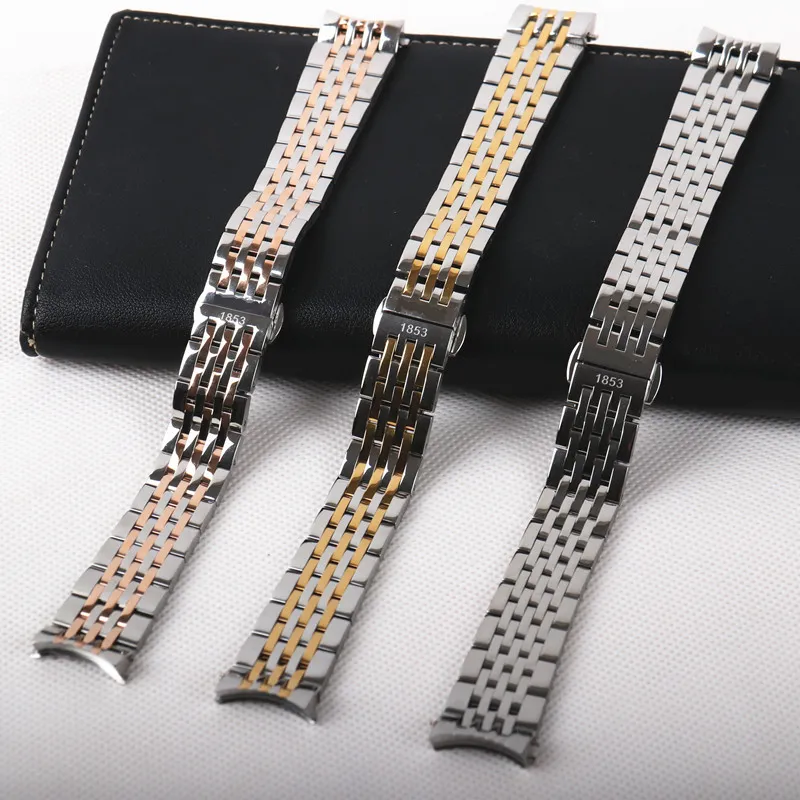 New Fashion Adequado para Tissot Bloqueio Rocha Aço Correia T41 Sete Bead aço inoxidável sólido Arc Veja com 19 milímetros Strap