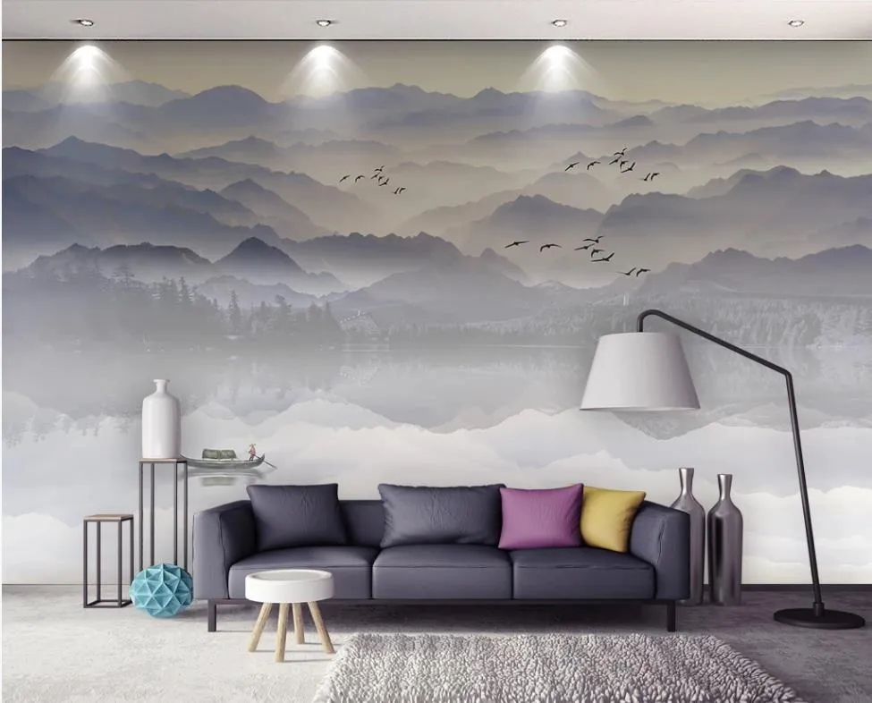 Papel pintado 3d para la habitación Nuevo paisaje abstracto Chino 3d fondos  de pantalla pintura TV pared de fondo