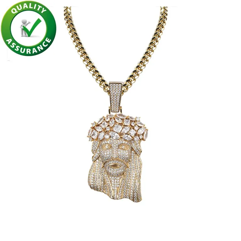 18K Gold Plated Jesus Chains - Miami Cuban Link Chain, Custom Hiphop  Necklace