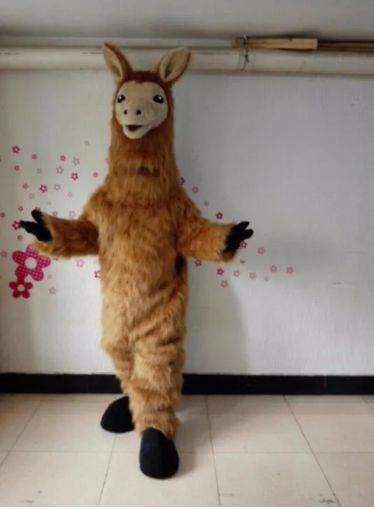 Costume de mascotte de lama personnalisé professionnel, vêtements de personnage de chameau de dessin animé, robe fantaisie de fête d'halloween