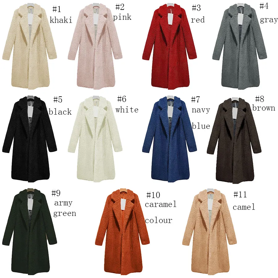 11Styles S-3XL Fashion Women Lamb Fur Coats Long Knee Coat Velvet Lamb Hair Jacket Thick Lapel outerwear Sweaters Women jacket Clothing M803