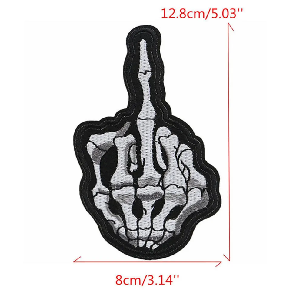 Żelazo na patchu Finger Skull Trade Cloth Stickers