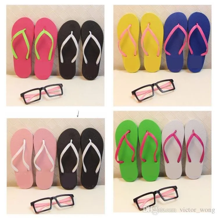 Mix Colors Girls Women Pink Black Flip Flops With Tags Sandals Beach Slippers Shoes Summer Soft Sandalias Beach Slippers 2 paris