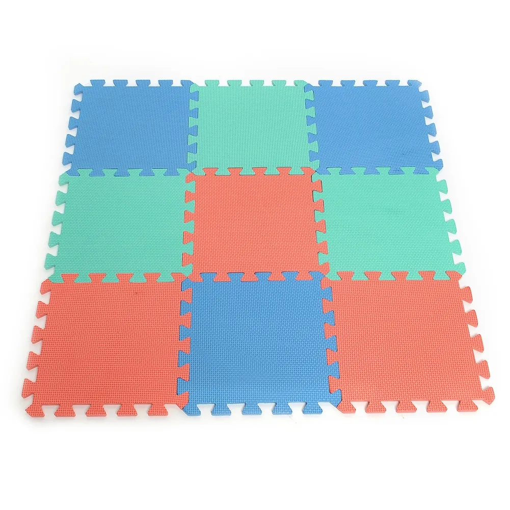 3 Färg 9PCS 28.5 * 28.5 * 0.7cm Eva Mjukt skum Interlocking Exercise Gym Golv Play Mats Rygg Skyddande Kakel Golv Matta