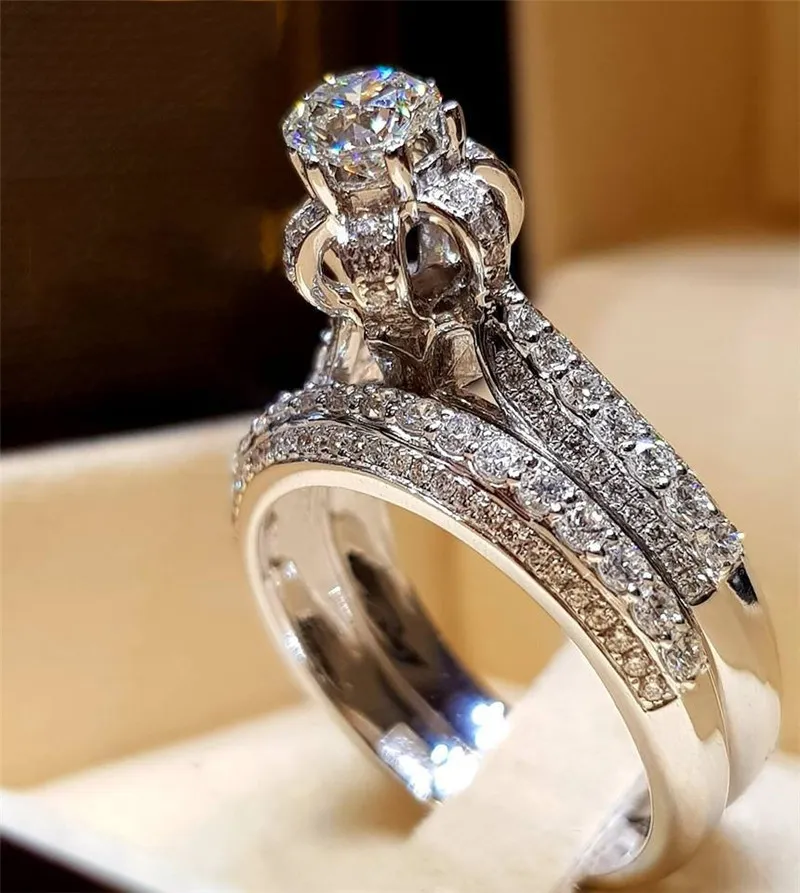 Choucong 20 Style Vintage Promise Ring Set 925 Sterling Silver