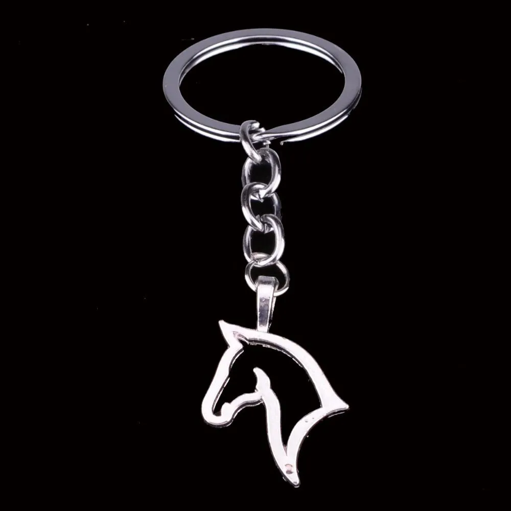 Porte-clés tête de cheval tendance, pendentif, bijoux d'amour, pour femmes et hommes, cadeaux de charme de mariage, en argent, à la mode, 12 pièces/lot