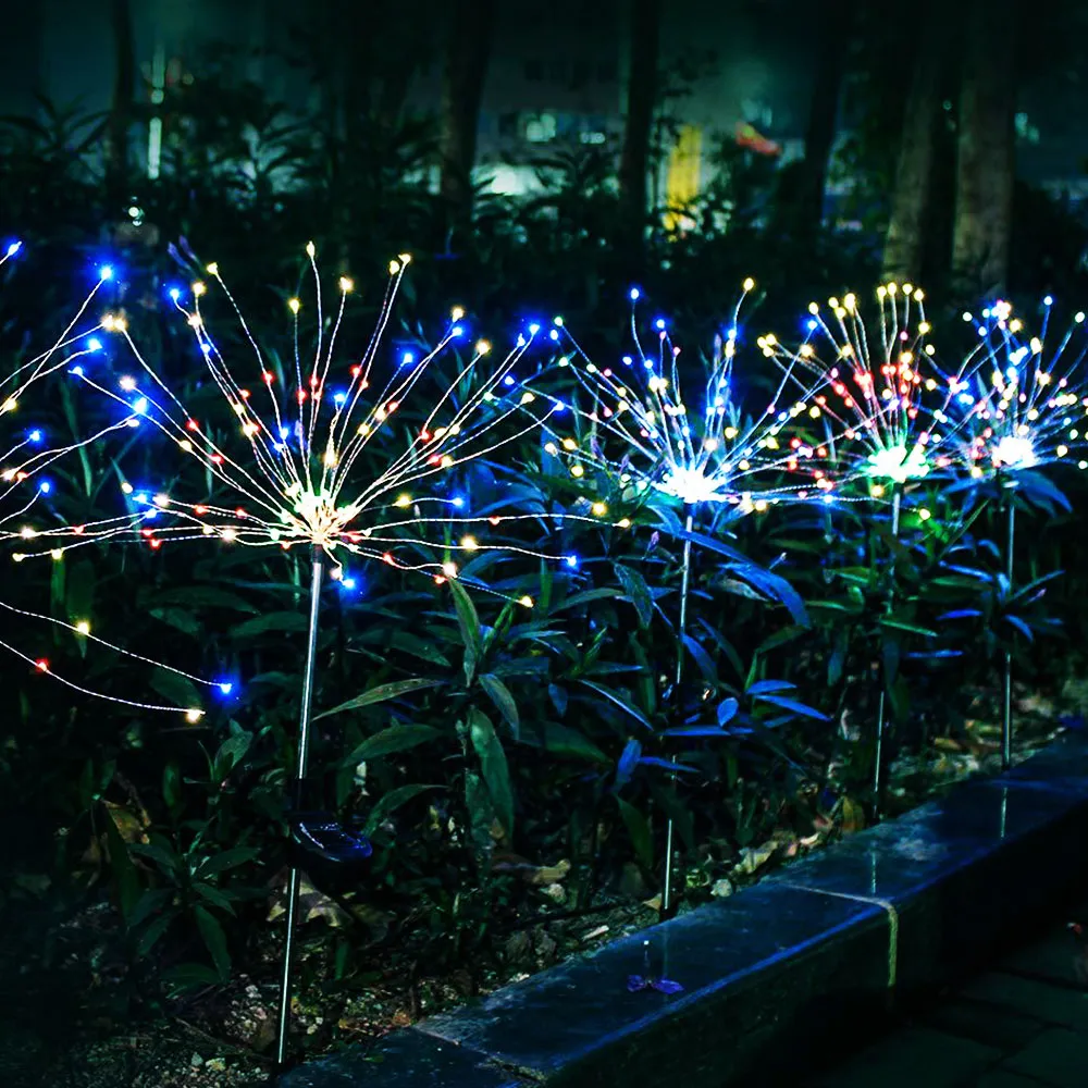 Decorações de jardim Luzes Solares Fogo de artifício Paisagem Paisagem Caminho Lâmpada Ao Ar Livre À Prova D 'Água Decoração de Jardim Luz Pátio Pátio LED Lâmpadas