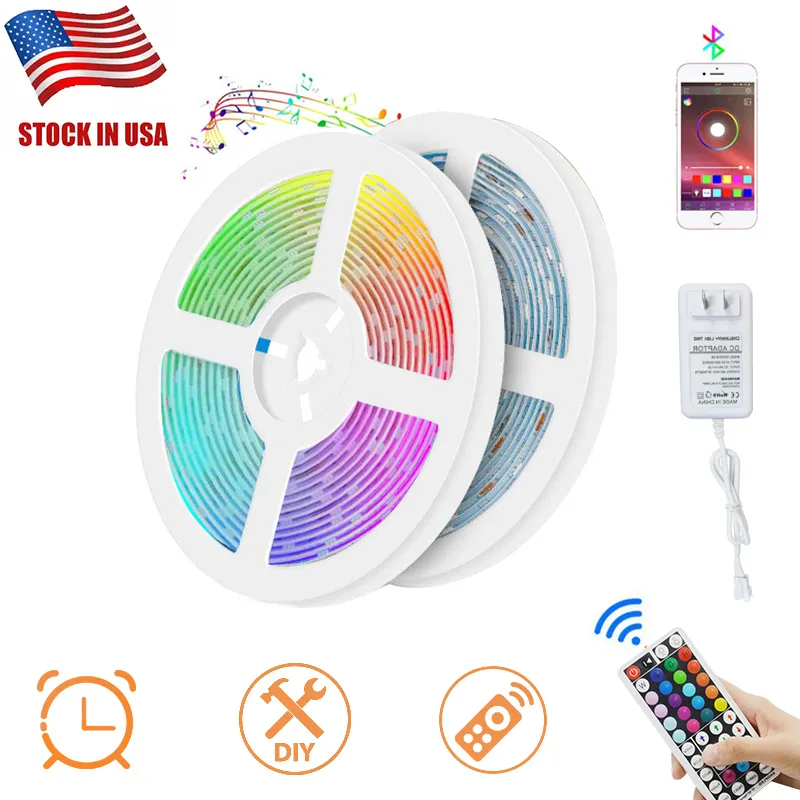 Kaliteli Led Şeritleri Işık RGB 5M 10M 5050 SMD 300Led Sigara Su geçirmez IP65 + RF 44Key Kontrolör + 12V 5A Güç Kaynağı ile Kutu Hediyeleri