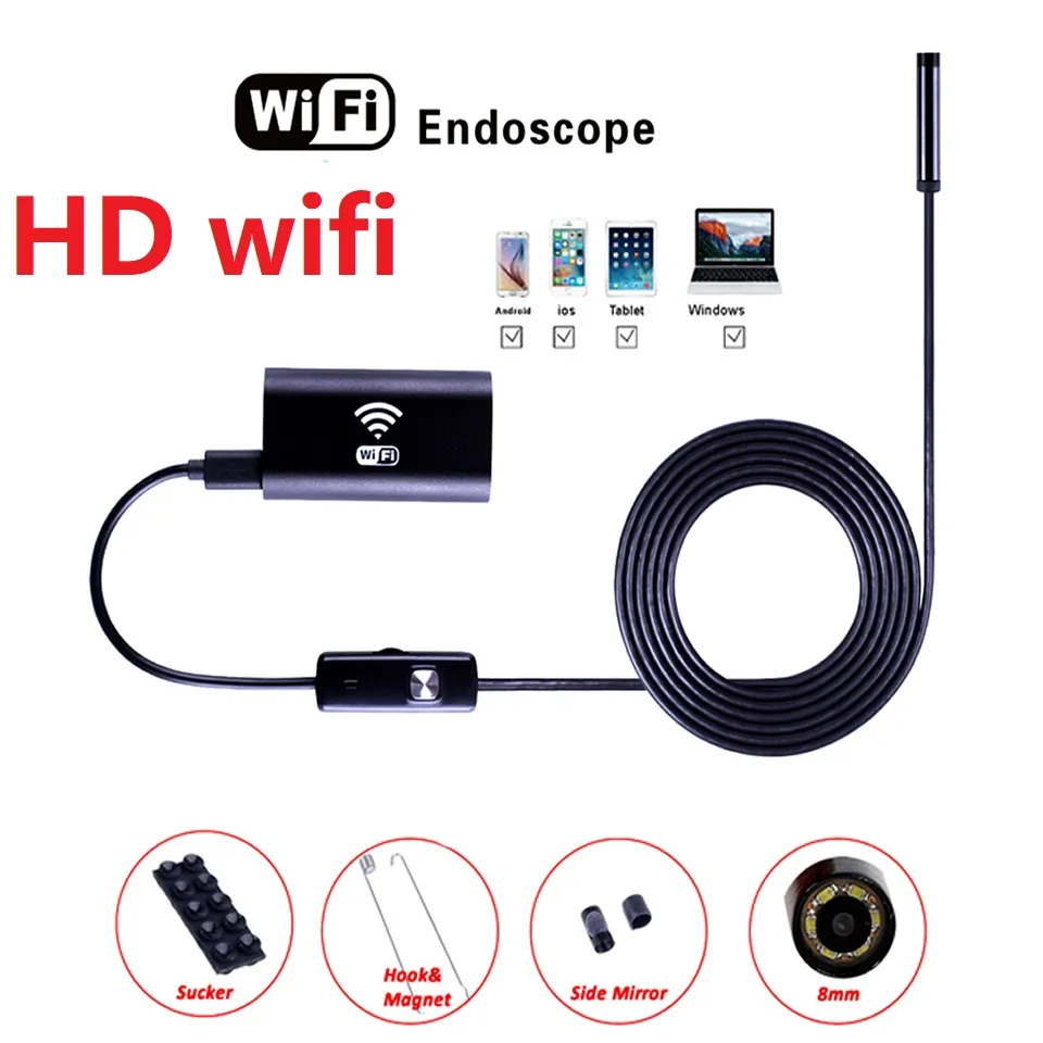 Smartphone Waterproof Endoscope Inspection Camera - 1200p Wifi