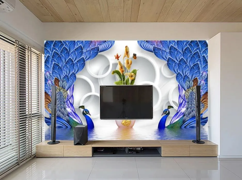 TIANXINBZ Modern Custom HD Photo Wallpapers Peacock Fantastic Embossed  Wallpaper Environment Friendly TV Background Mural for Kid's Room,300cm(W)  x210cm(H): Buy Online at Best Price in UAE 